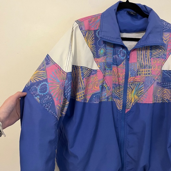 VINTAGE full-zip lightweight abstract windbreaker jacket - Picture 1 of 12